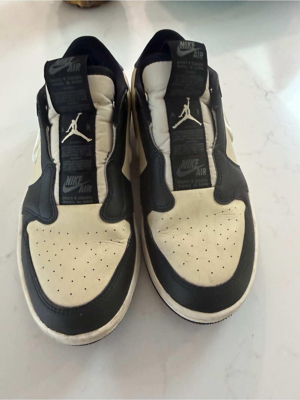 Nike Low Top Leather Sneakers - Black, Cream & Blue Accent - Picture 3 of 6